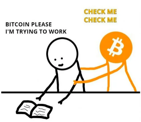 Bitcoin please i'm trying to work meme
