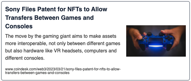 Sony Files Patent for NFTs to Allow Transfers Between Games and Consoles