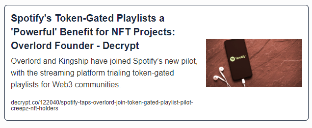Spotify's token-gated playlist
