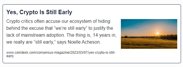 Yes, Crypto is still early