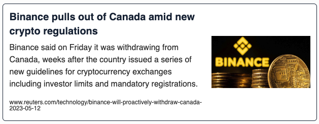Binance pulls out fo Canada amid new crypto regulations