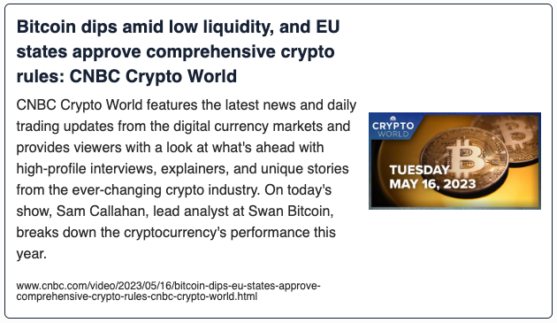 Bitcoin dips amid low liquidity, and EU states approve comprehensive crypto rules: CNBC Crypto World