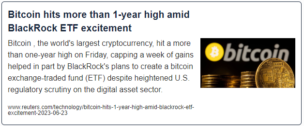Bitcoin hits more than 1-year high amid BlackRock ETF excitement