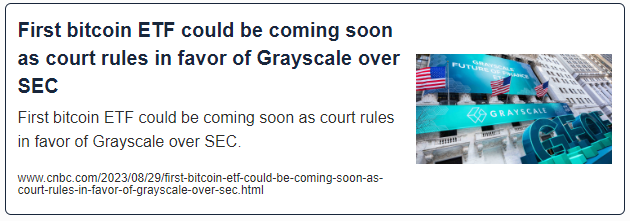 First bitcoin ETF could be coming soon as court rules in favor of Grayscale over SEC
