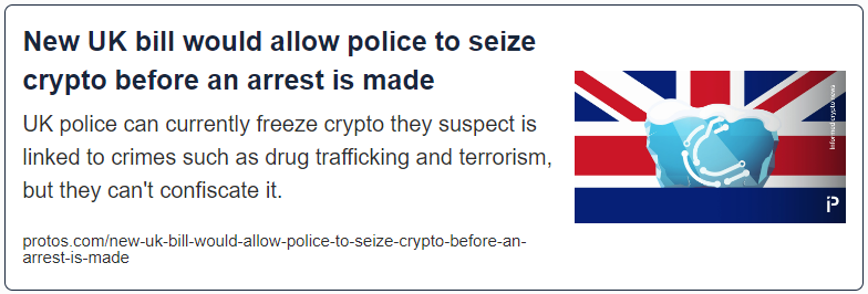 New UK bill would allow police to seize crypto before an arrest is made

