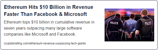 Ethereum Hits $10 Billion in Revenue Faster Than Facebook & Microsoft
