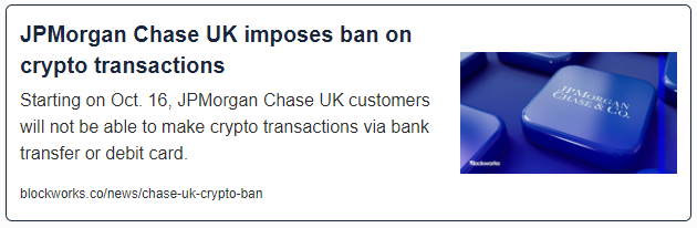 JPMorgan Chase UK imposes ban on crypto transactions
