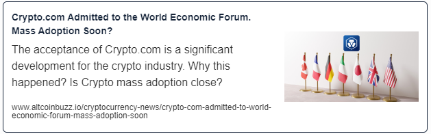 Crypto.com Admitted to the World Economic Forum. Mass Adoption Soon?
