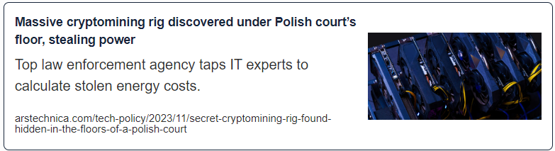 Massive cryptomining rig discovered under Polish court’s floor, stealing power
