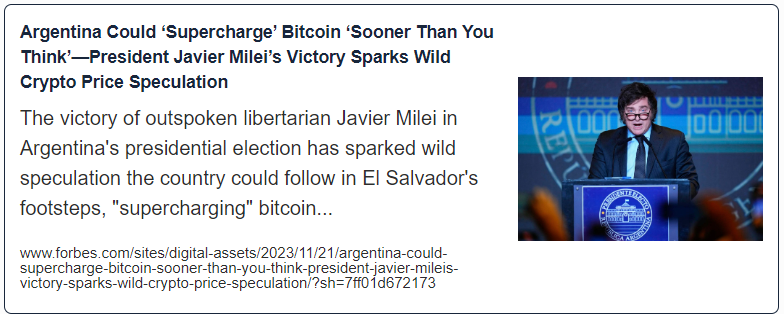 Argentina Could ‘Supercharge’ Bitcoin ‘Sooner Than You Think’—President Javier Milei’s Victory Sparks Wild Crypto Price Speculation
