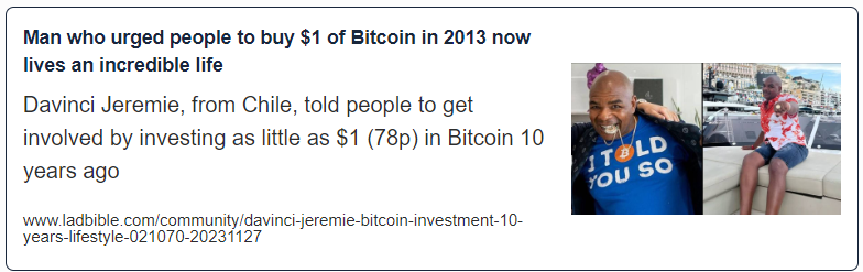 Man who urged people to buy $1 of Bitcoin in 2013 now lives an incredible life
