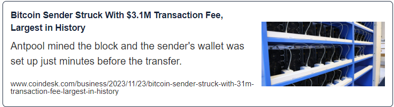 Bitcoin Sender Struck With $3.1M Transaction Fee, Largest in History
