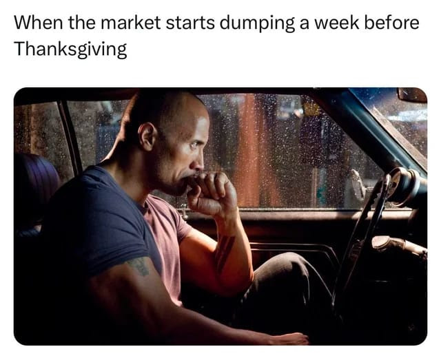 When the market starts dumping a week before thanksgiving meme