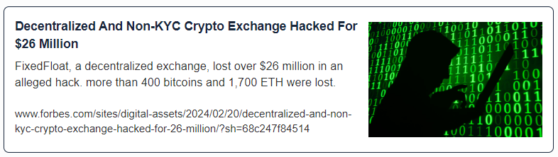 Decentralized And Non-KYC Crypto Exchange Hacked For $26 Million
